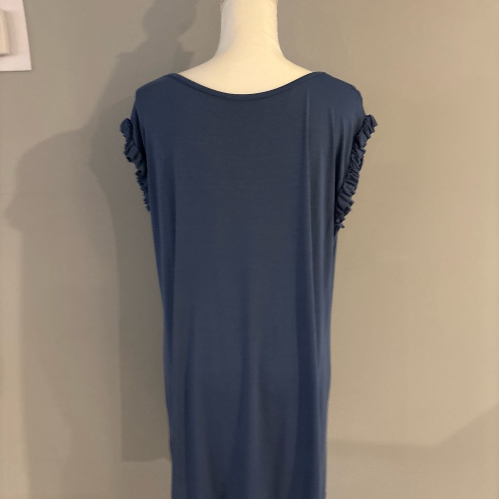 Miss Or Women Unbranded Beach Or Summer Shirt Dress 95% Cotton NWOT Blue XL - Picture 5 of 6